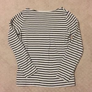 Boat neck black and white striped shirt